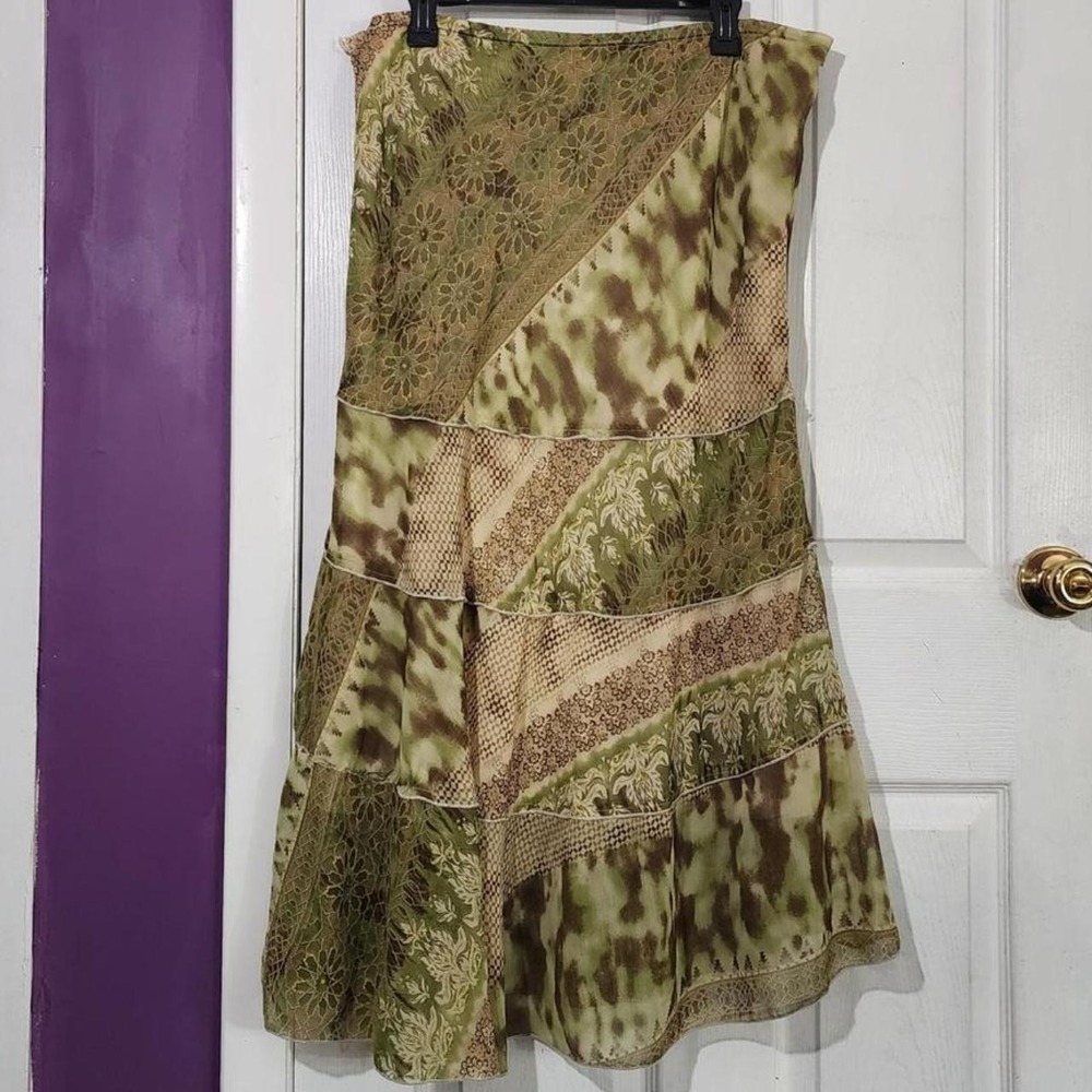 Vintage Boho Patchwork Midi Skirt